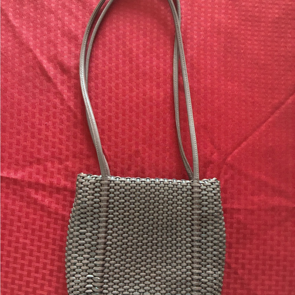Nine West Brown Basket Weave Crossbody Bag with 2 Strap Handles
